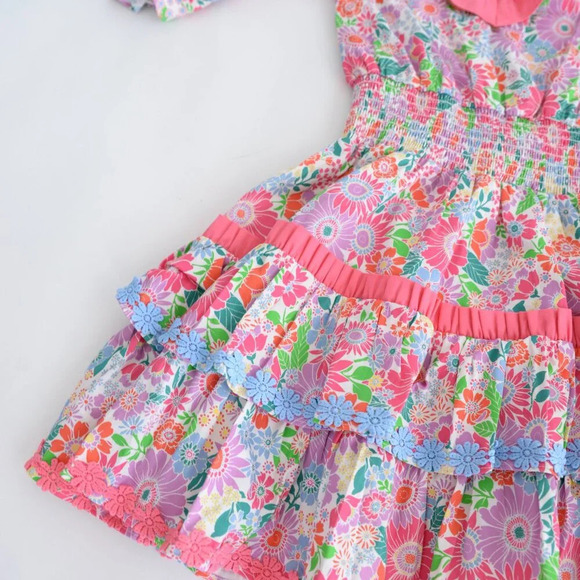 Alden Adair Happy Daze  Purple Pink Floral Kelsey Mini Flowy Dress S NWT - Picture 7 of 11